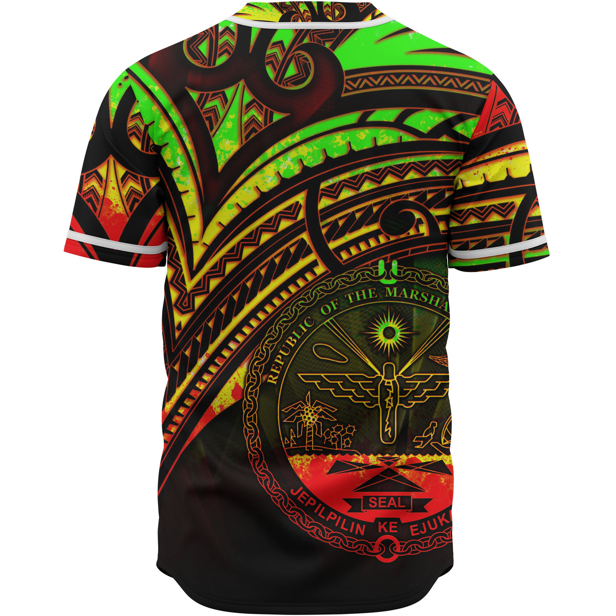 Marshall Islands Baseball Shirt - Reggae Color Cross Style - Polynesian Pride