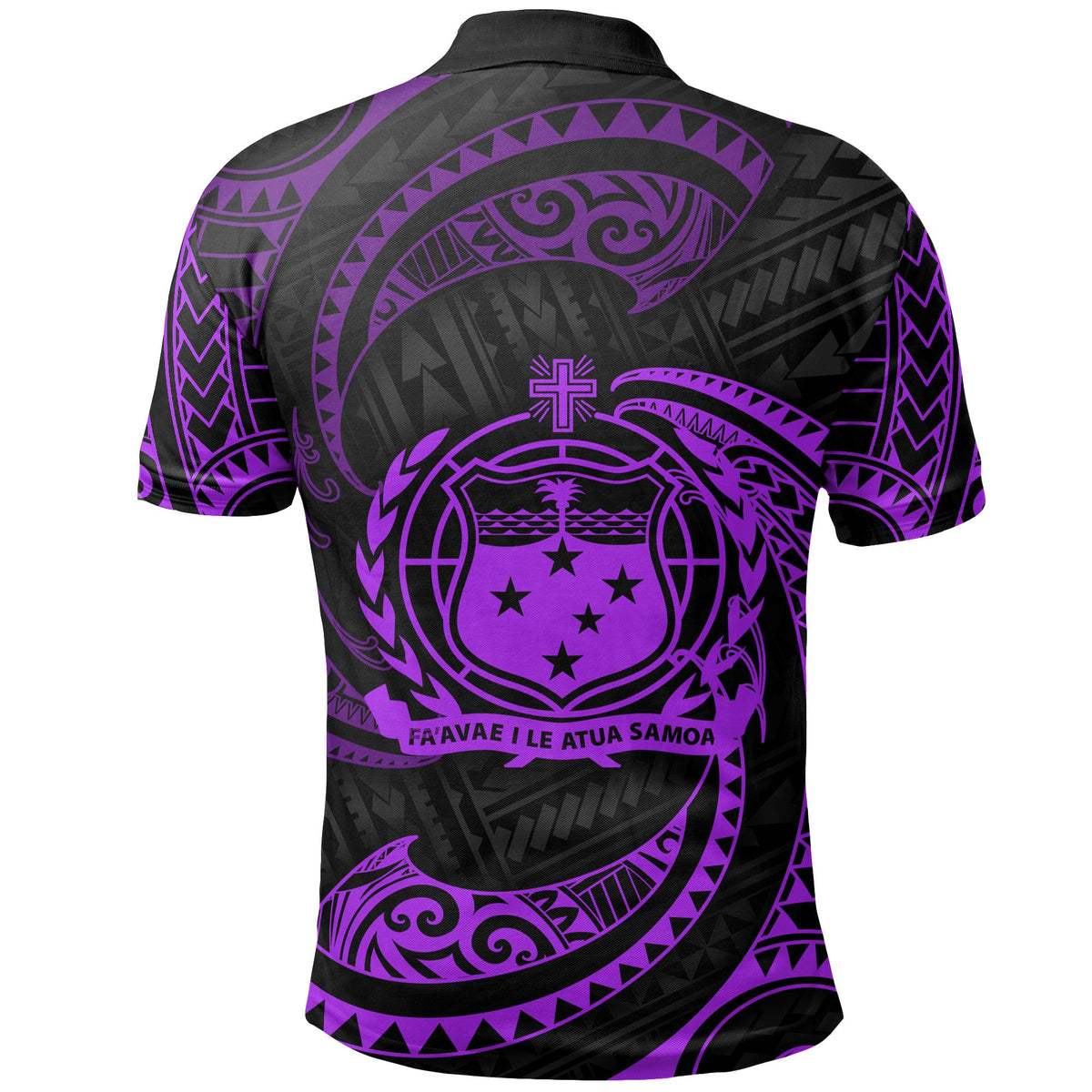 Samoa Polynesian Polo Shirt Purple Tribal Wave - Polynesian Pride