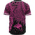 Papua New Guinea Polynesian Baseball Shirt - Tribal Wave Tattoo Pink - Polynesian Pride