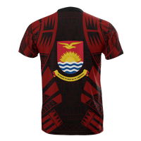 Kiribati T Shirt Kiribati Coat Of Arms Polynesian Tattoo Red Style - Polynesian Pride