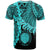 Northern Mariana Islands Polynesian Custom T Shirt Tribal Wave Tattoo Neon Blue - Polynesian Pride