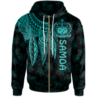 Samoa Zip up Hoodie Polynesian Wings (Turquoise) - Polynesian Pride