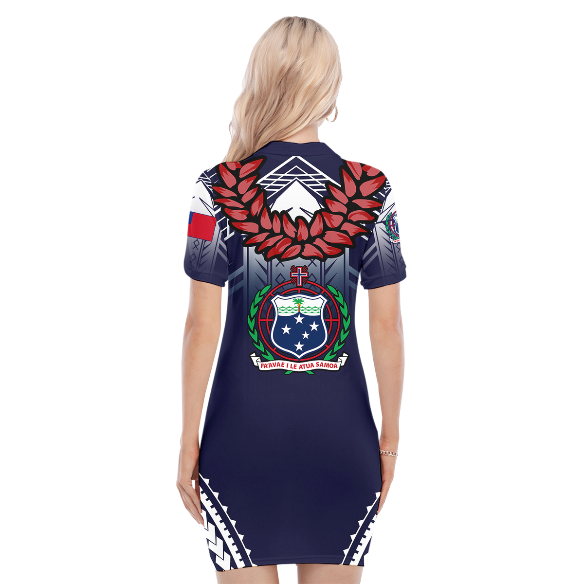 (Custom Personalised) Samoan Ula Fala Art Polo Dress - LT12 - Polynesian Pride
