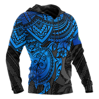 Pohnpei Hoodie Polynesian Blue Turtle - Polynesian Pride