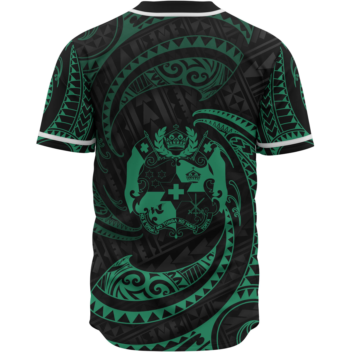 Tonga Polynesian Custom Personalised Baseball Shirt - Green Tribal Wave - Polynesian Pride