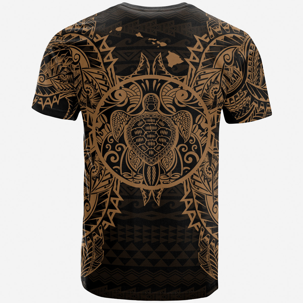 Hawaii T Shirt Polynesian Gold Turtle Tattoo - Polynesian Pride