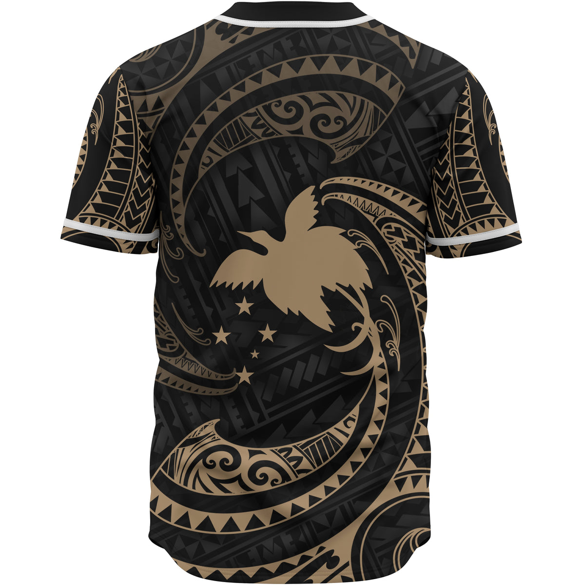 Papua New Guinea Polynesian Baseball Shirt - Gold Tribal Wave - Polynesian Pride