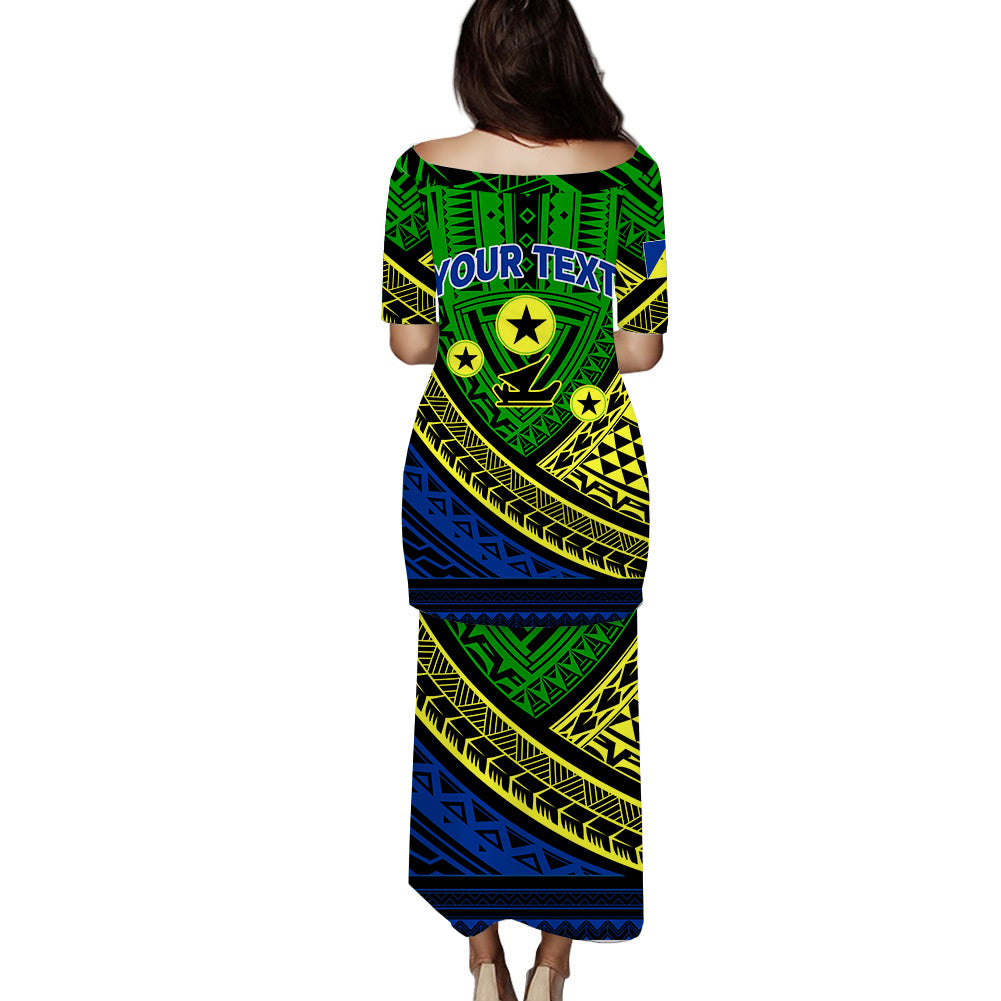 (Custom Personalised) Vanuatu Malampa Province Tribal Pattern Puletasi Dress - LT12 - Polynesian Pride