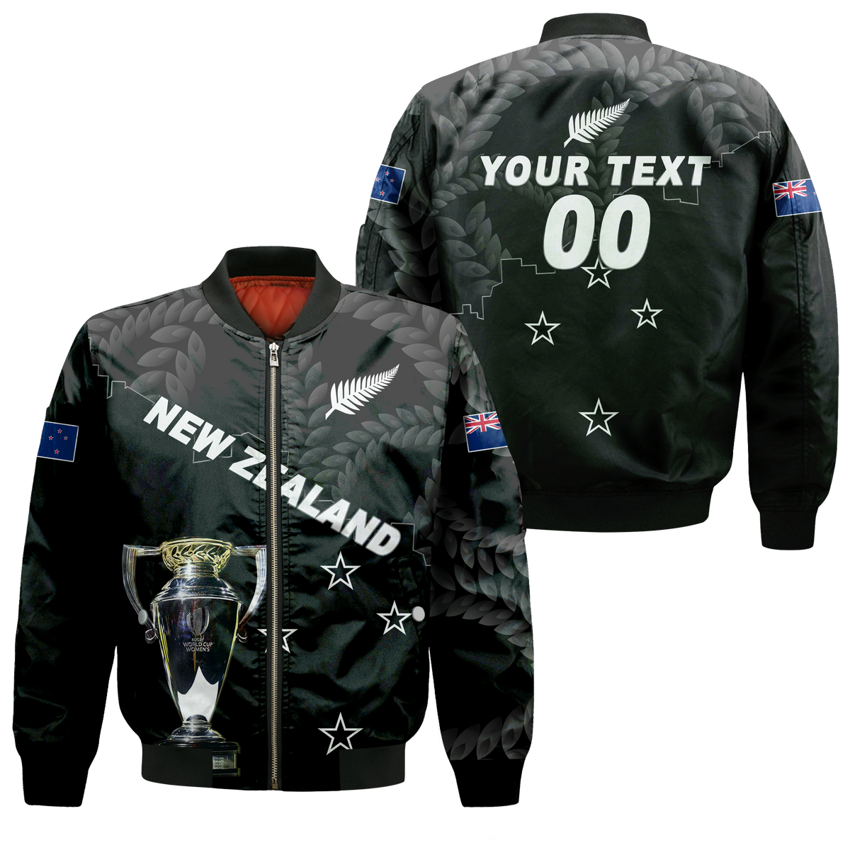 (Custom Personalised) New Zealand Champions Rugby 2022 Bomber Jacket - LT12 Bomber Jacket Black - Polynesian Pride
