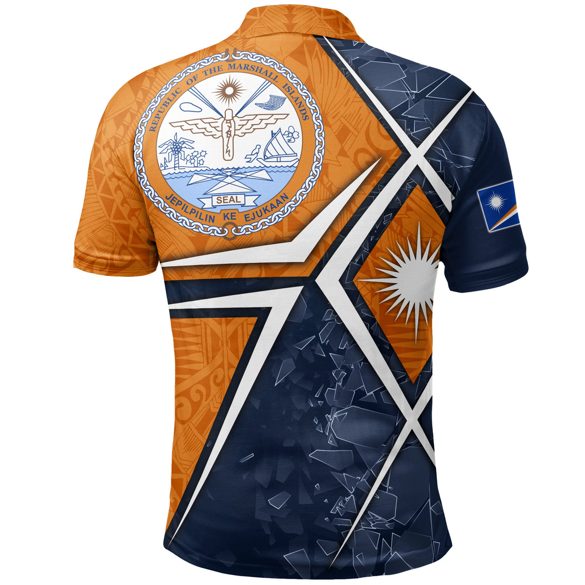 Marshall Islands Polo Shirt Marshall Islands Flag with Polynesian Patterns - Polynesian Pride
