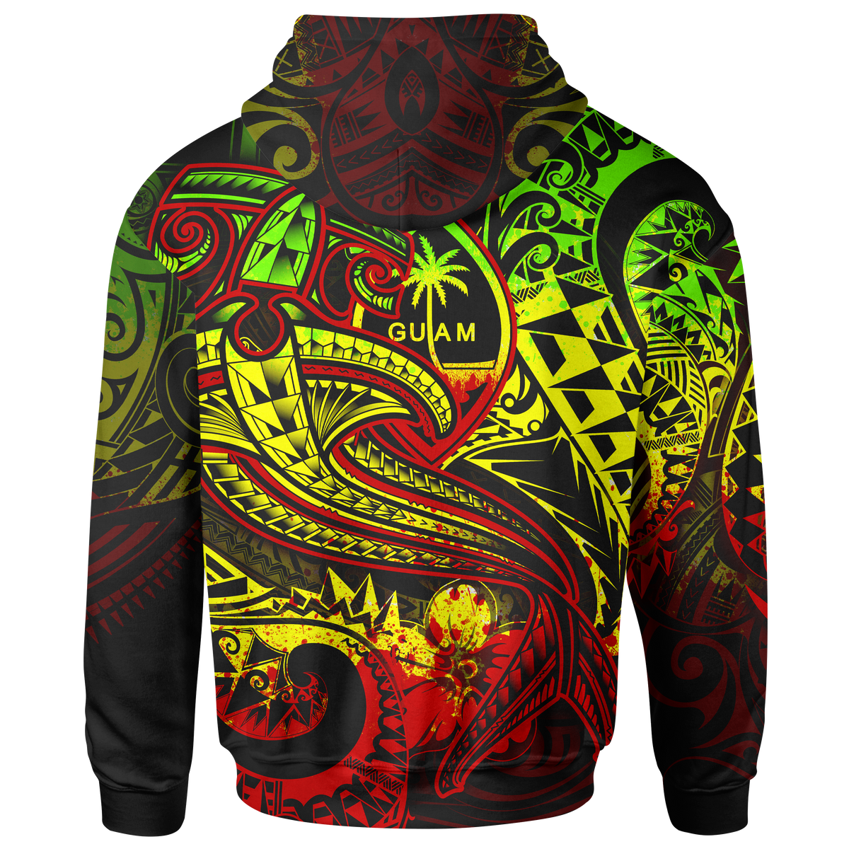 Guam Polynesian Zip up Hoodie Reggae Shark Polynesian Tattoo - Polynesian Pride