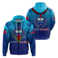 Manu Samoa Legend Hoodie LT12 Zip Hoodie Blue - Polynesian Pride