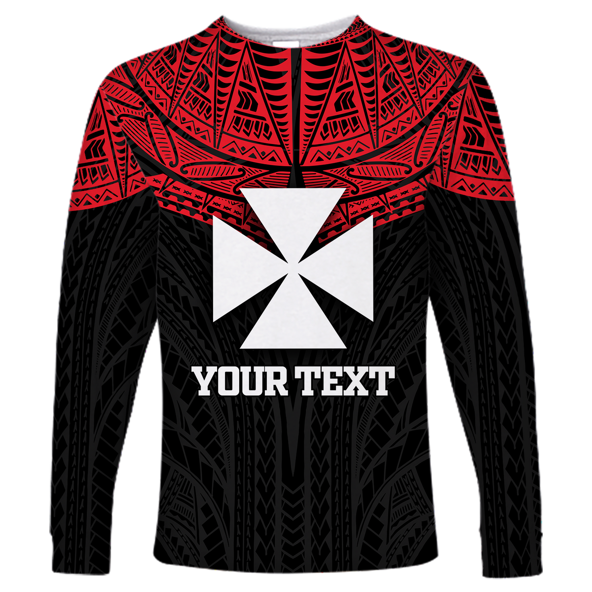 (Custom Personalised)Wallis And Futuna Pride Long Sleeve Shirt - LT12 Unisex Red - Polynesian Pride