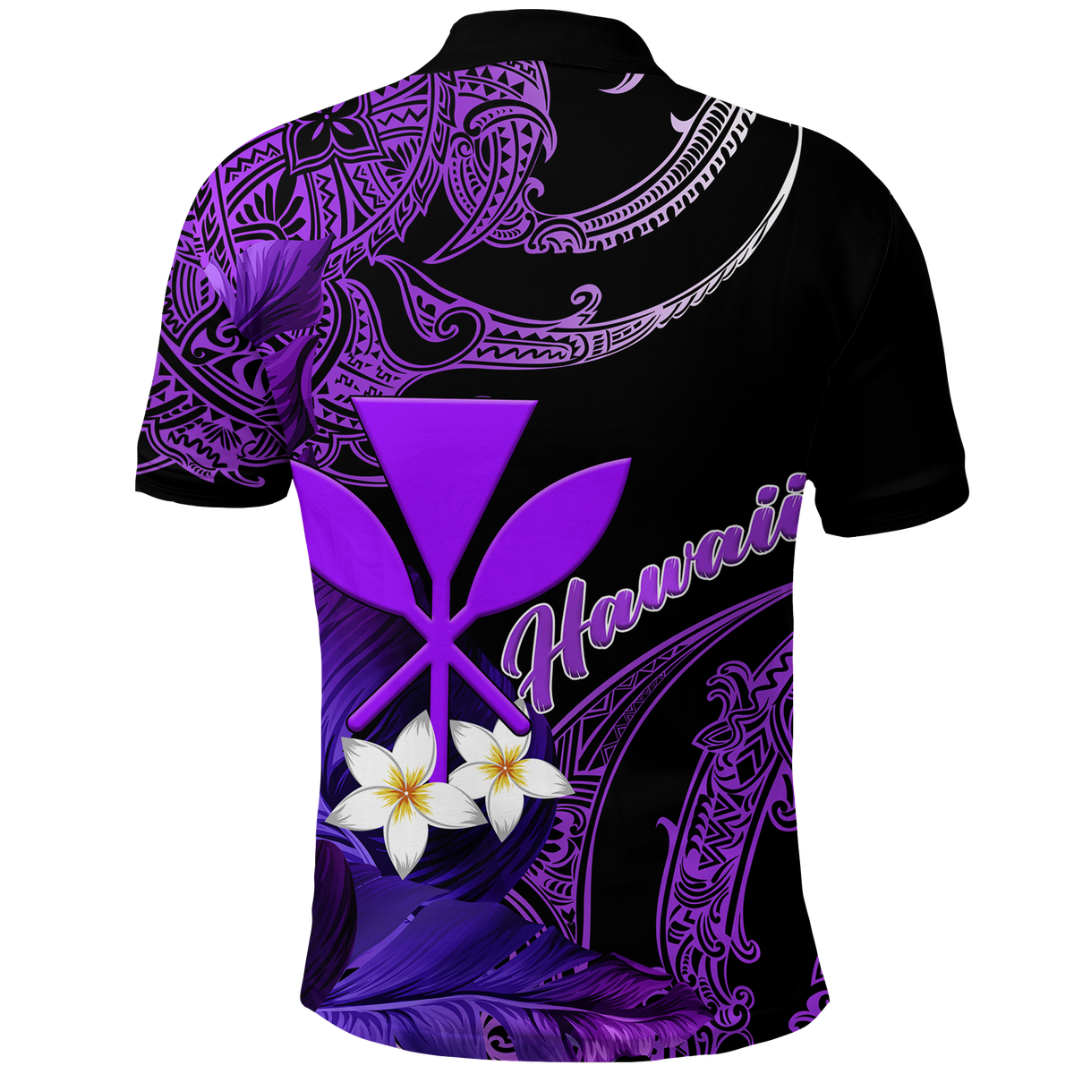 Custom Hawaii Turtle With Plumeria Leaf Purple Polo Shirt LT12 - Polynesian Pride