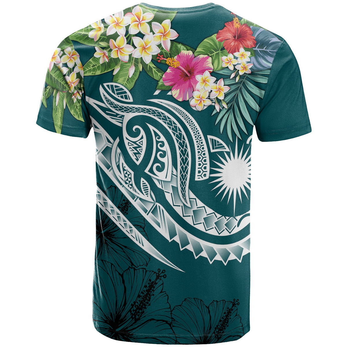 Marshall Islands Polynesian T Shirt Summer Plumeria (Turquoise) - Polynesian Pride
