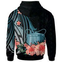 Tokelau Custom Zip Hoodie Turquoise Polynesian Hibiscus Pattern Style - Polynesian Pride