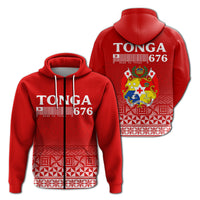 Tonga 676 Zip up Hoodie Tongan Pattern LT12 Unisex Red - Polynesian Pride