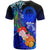 Fsm T Shirt Humpback Whale with Tropical Flowers (Blue) - Polynesian Pride