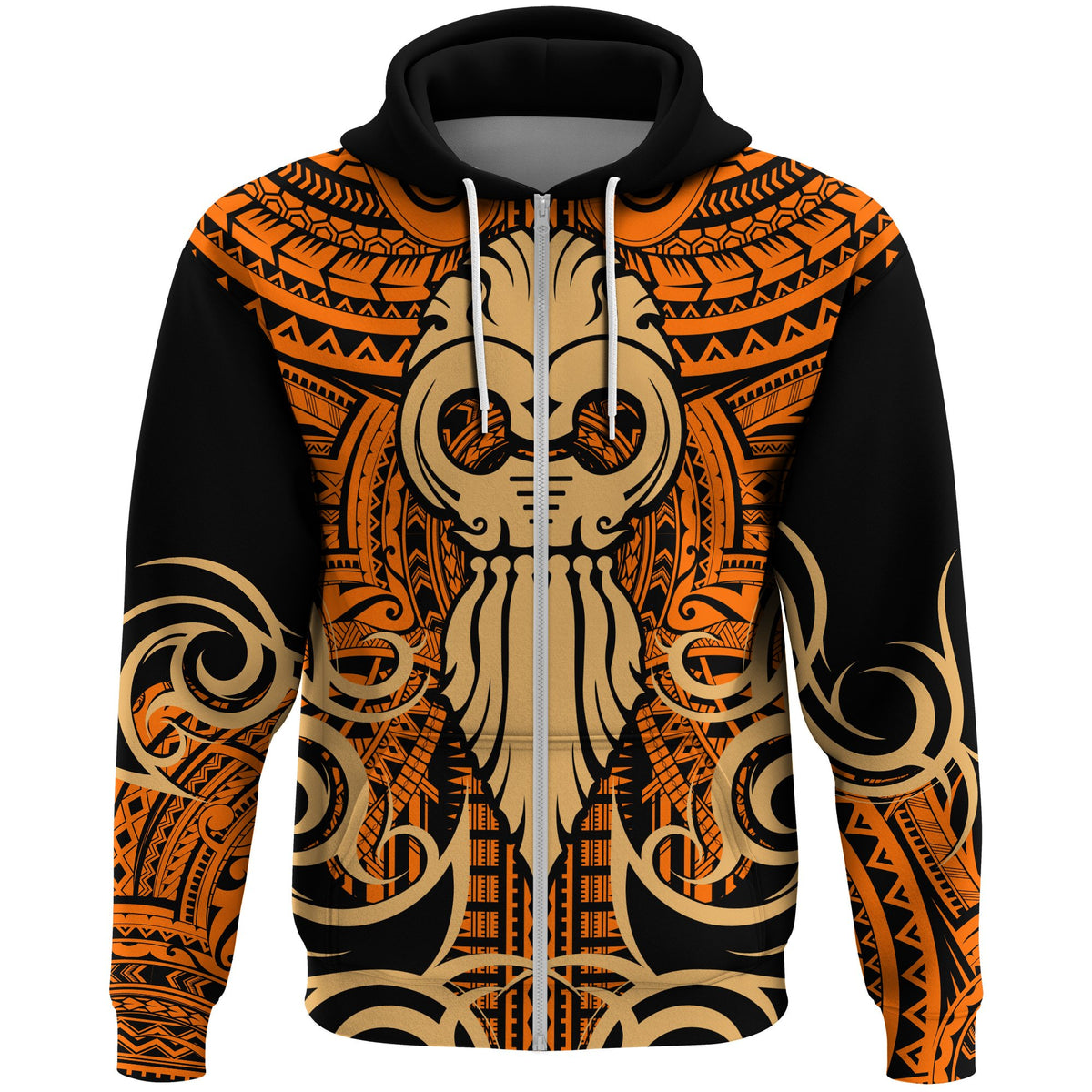 hawaiiIkaika Kanaka Zip Hoodie Unisex Orange - Polynesian Pride