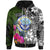 Federated States of Micronesia Zip up Hoodie Turtle Plumeria Banana Leaf Unisex Black - Polynesian Pride