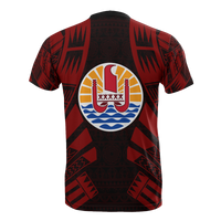 Tahiti T Shirt Tahiti FLag Polynesian Tattoo Red Style - Polynesian Pride