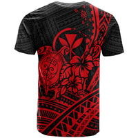 Hawaii Turtle With Hibiscus Tribal Red T Shirt LT12 - Polynesian Pride