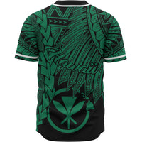 Hawaii Kanaka Maoli Polynesian Custom Personalised Baseball Shirt - Tribal Wave Tattoo Green - Polynesian Pride
