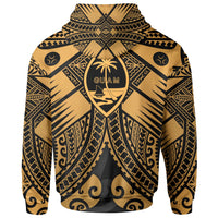 Guam Polynesian Zip up Hoodie Guam Gold Seal with Polynesian Tattoo - Polynesian Pride