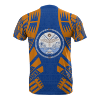 Marshall Islands T Shirt Marshall Islands Seal Polynesian Tattoo Blue Style - Polynesian Pride
