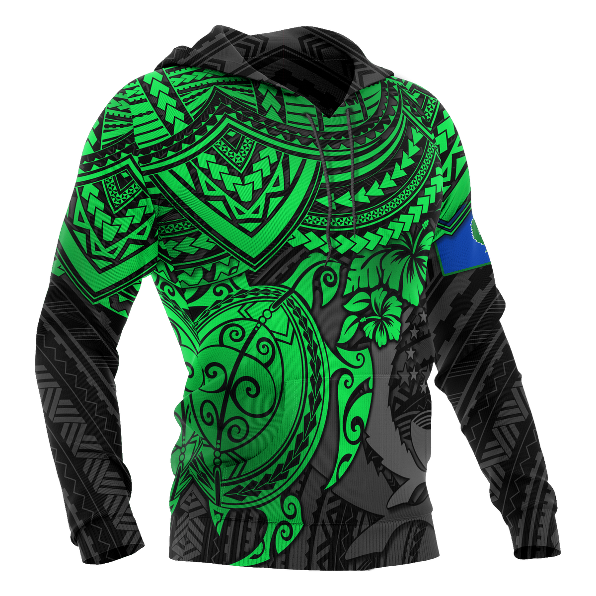 Pohnpei Hoodie Polynesian Green Turtle - Polynesian Pride