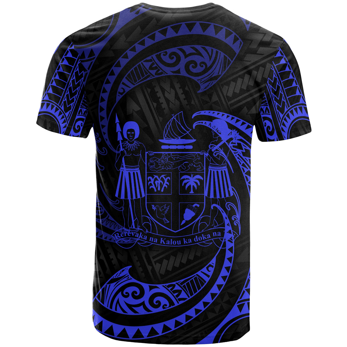 Fiji Polynesian Custom T Shirt Blue Tribal Wave - Polynesian Pride