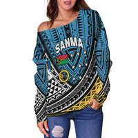 (Custom Personalised) Vanuatu Sanma Province Tribal Pattern Women Off Shoulder Sweater - LT12 - Polynesian Pride