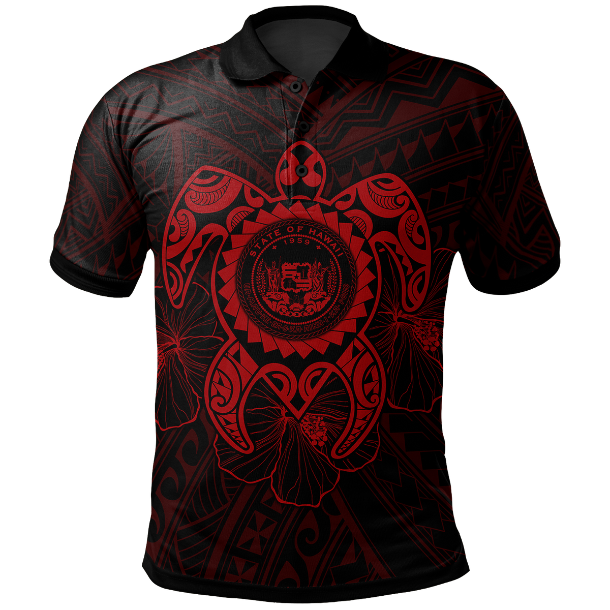 Hawaii Polynesian Polo Shirt Vintage Polynesian Turtle (Red) Unisex Red - Polynesian Pride