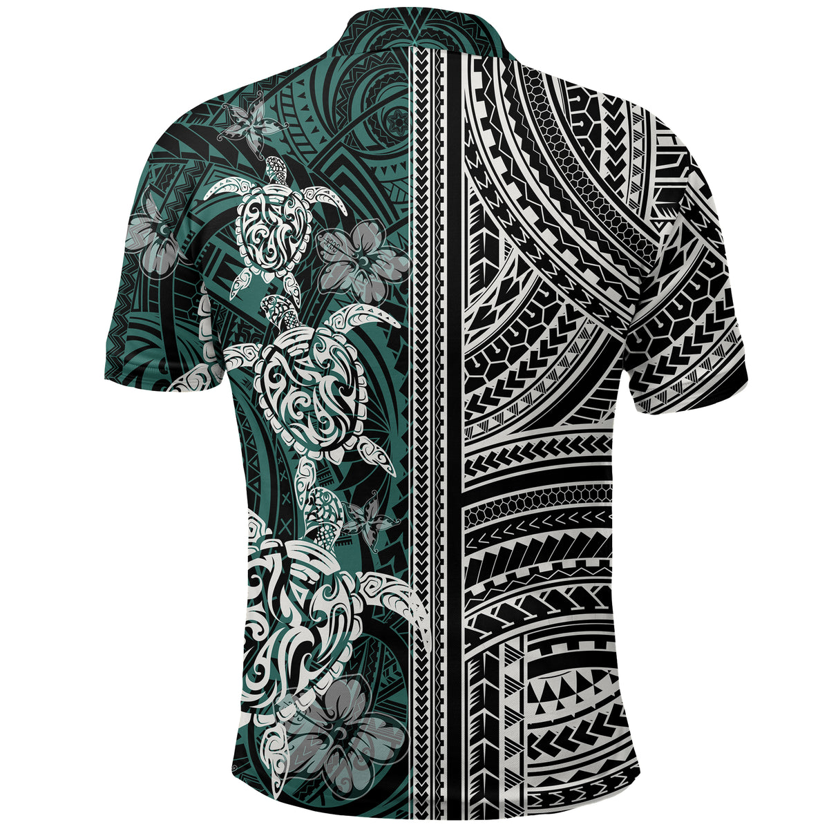 Polynesian Polo Shirt Turtle With Ethnic Motives and Floral Elements LT20 - Polynesian Pride
