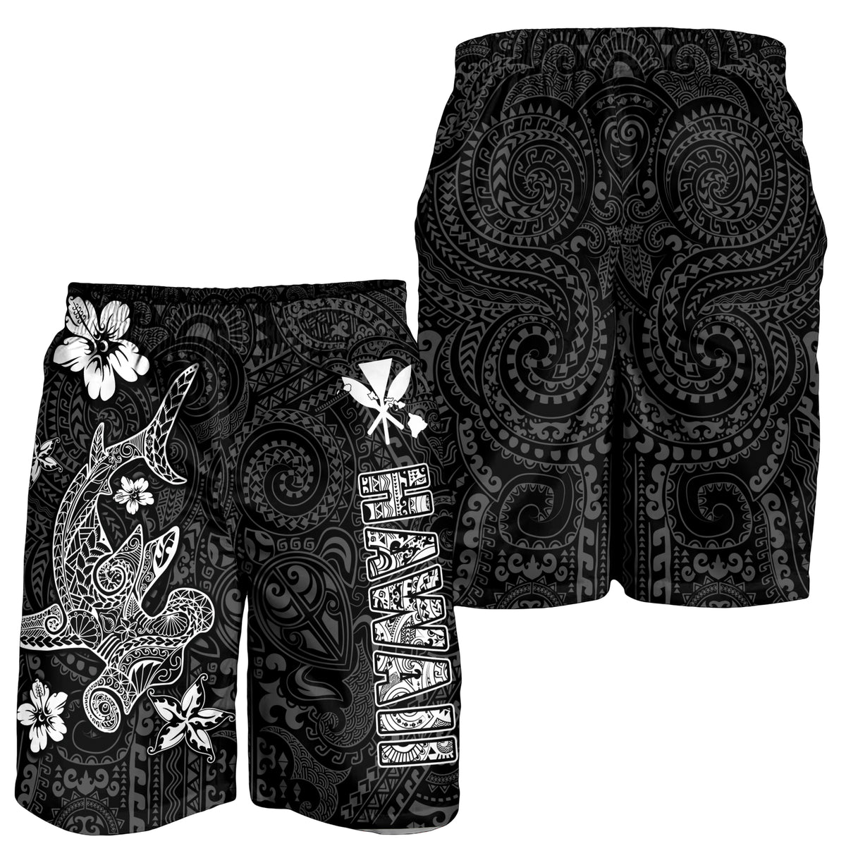 Hawaii Hammerhead Shark Hibiscus Hawaii Pattern Men Short - LT2 - Polynesian Pride