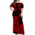 Hawaii Off Shoulder Long Dress Polynesia Red Ukulele Flowers LT13 Women Red - Polynesian Pride