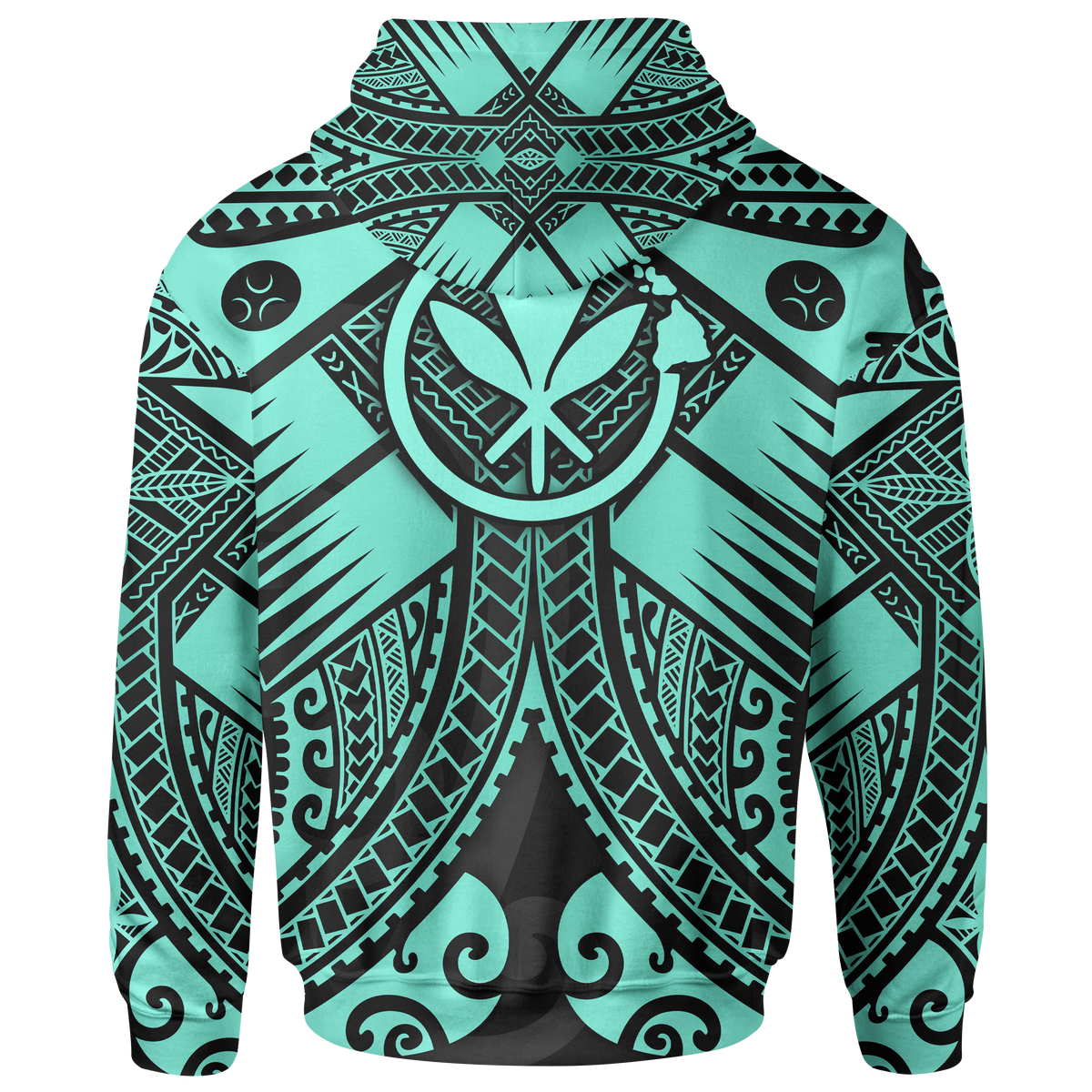 Hawaii Polynesian Hoodie Turquoise Kanaka Maoli Map - Polynesian Pride