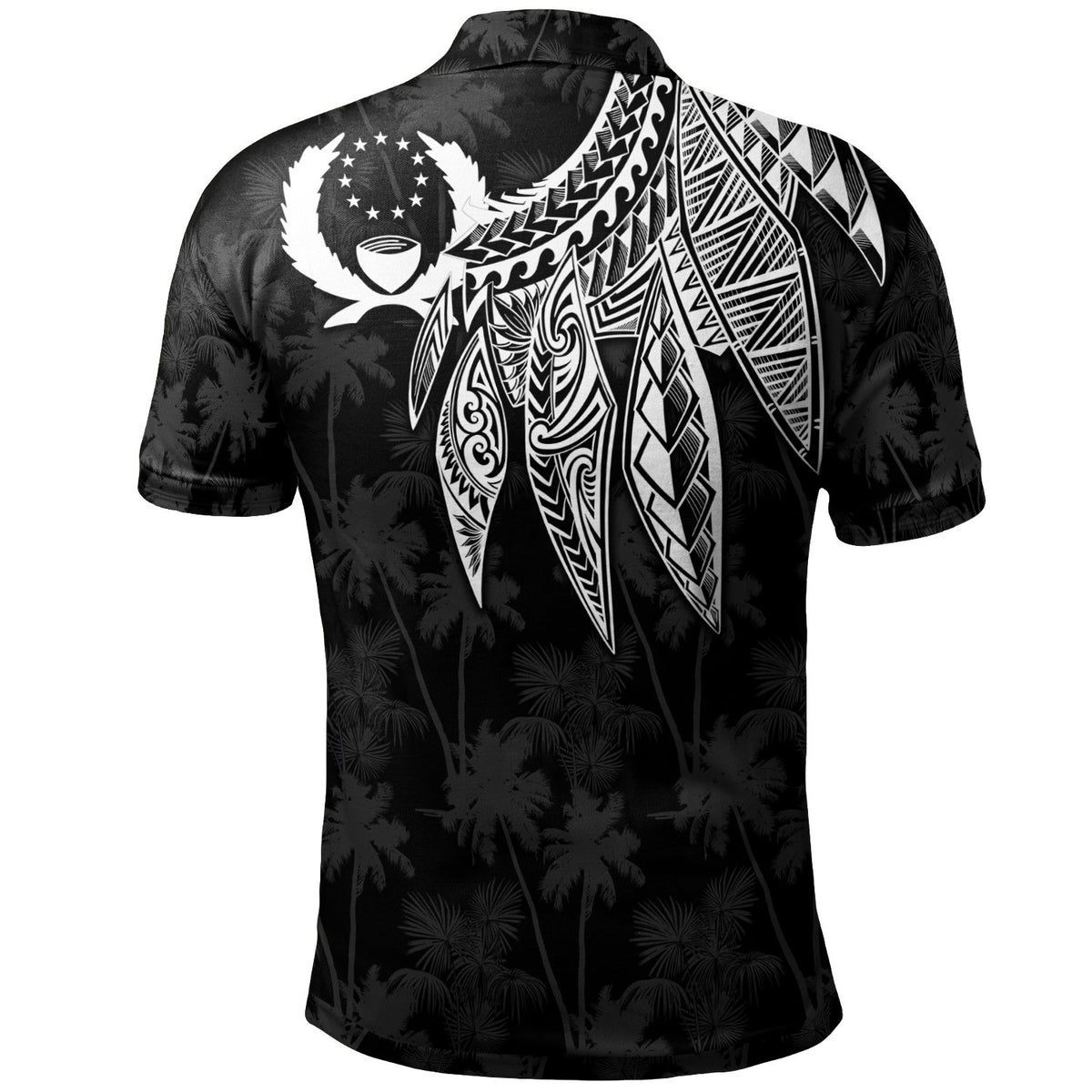 Pohnpei Custom Polo Shirt Polynesian Wings (White) - Polynesian Pride