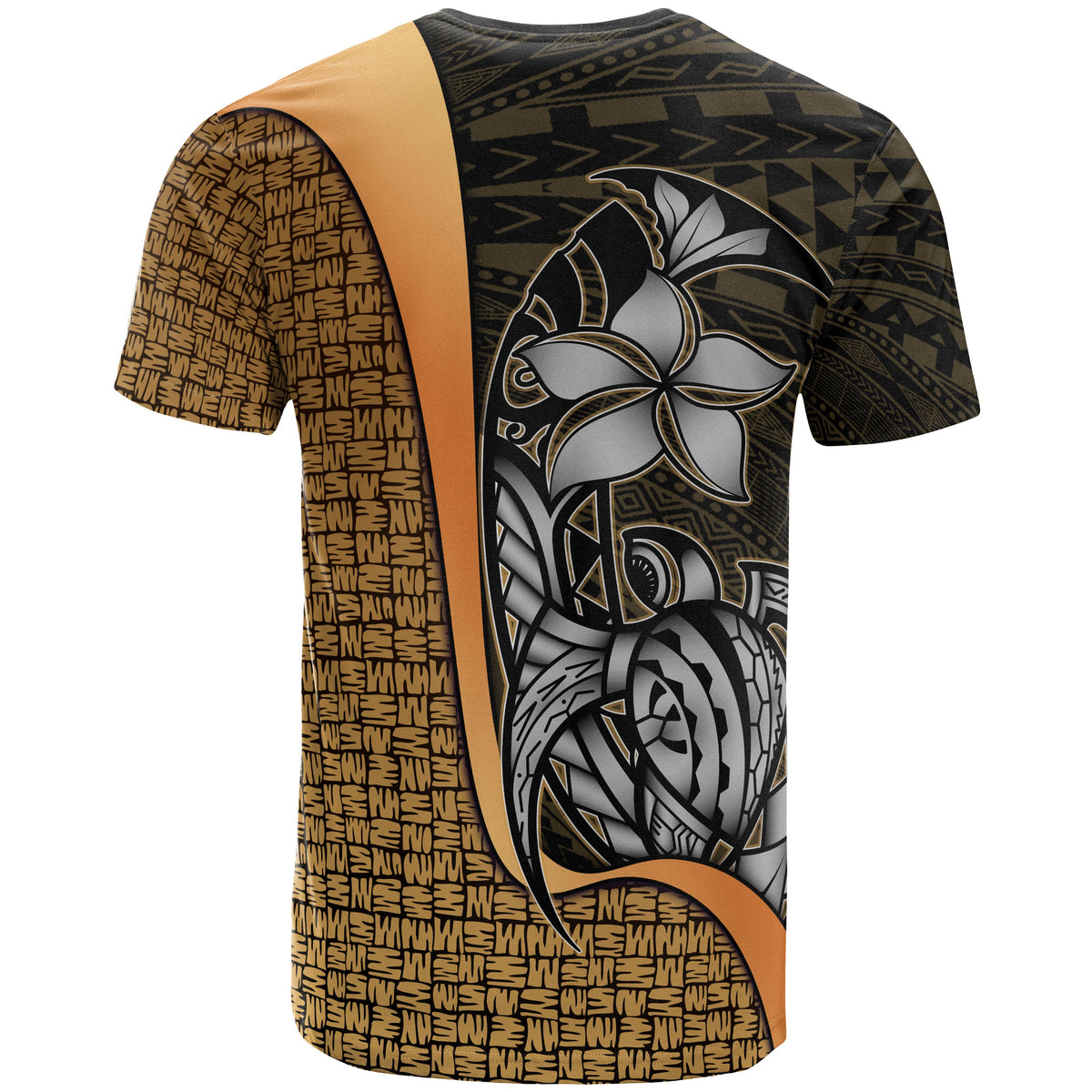 Polynesian T Shirt Gold Turtle with Hook - Polynesian Pride