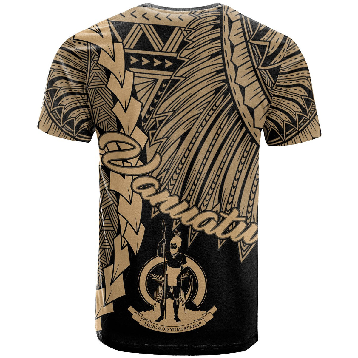 Vanuatu Polynesian Custom T Shirt Tribal Wave Tattoo Gold - Polynesian Pride