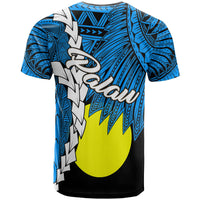 Palau Polynesian T Shirt Tribal Wave Tattoo Flag Style - Polynesian Pride