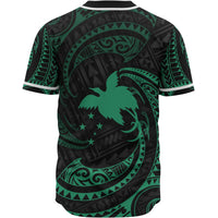 Papua New Guinea Polynesian Baseball Shirt - Green Tribal Wave - Polynesian Pride