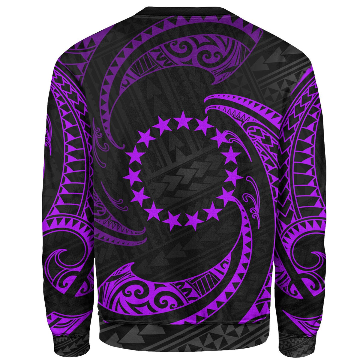 Cook Islands Polynesian Custom Personalised Sweater - Purple Tribal Wave - Polynesian Pride