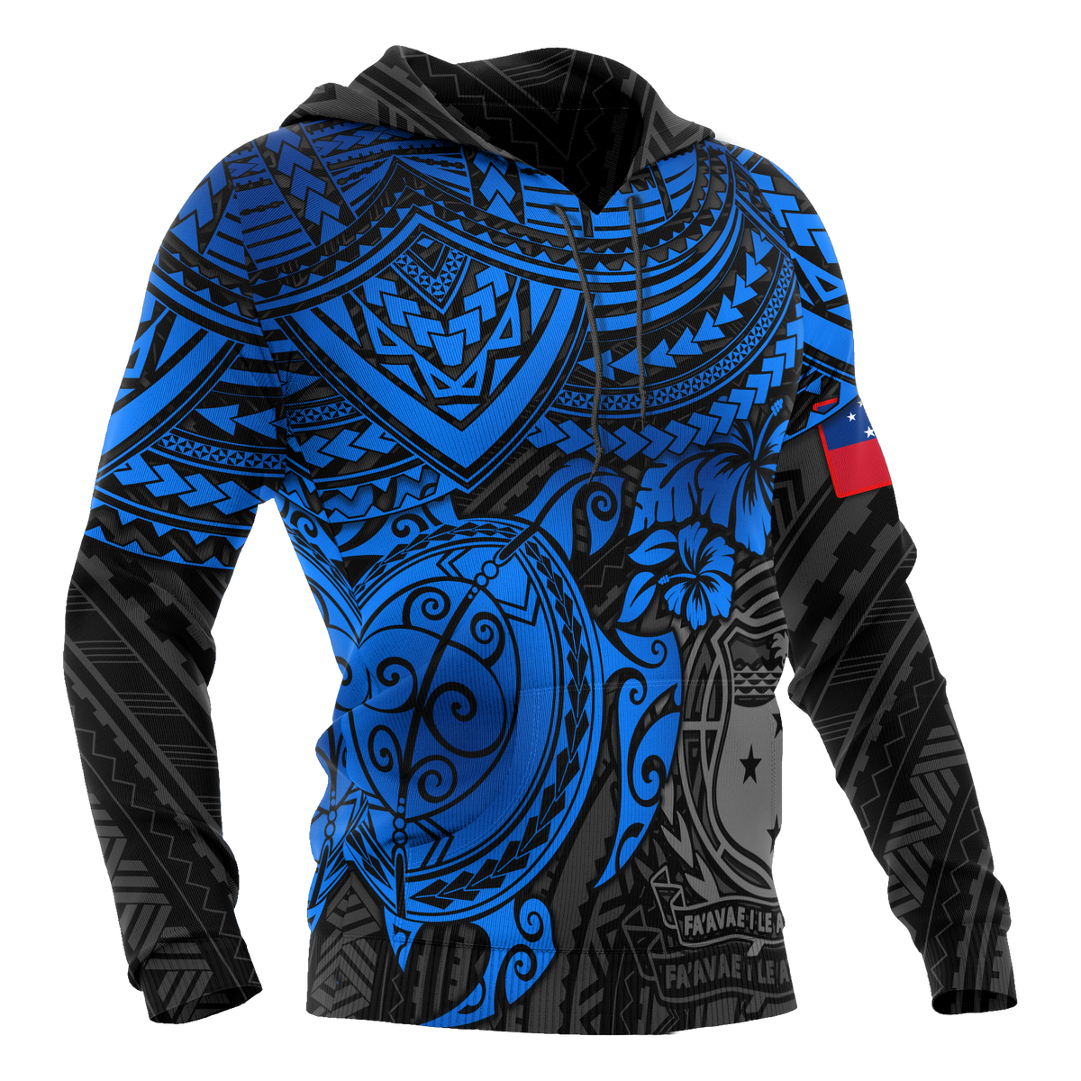 Samoa Polynesian Hoodie Blue Turtle - Polynesian Pride