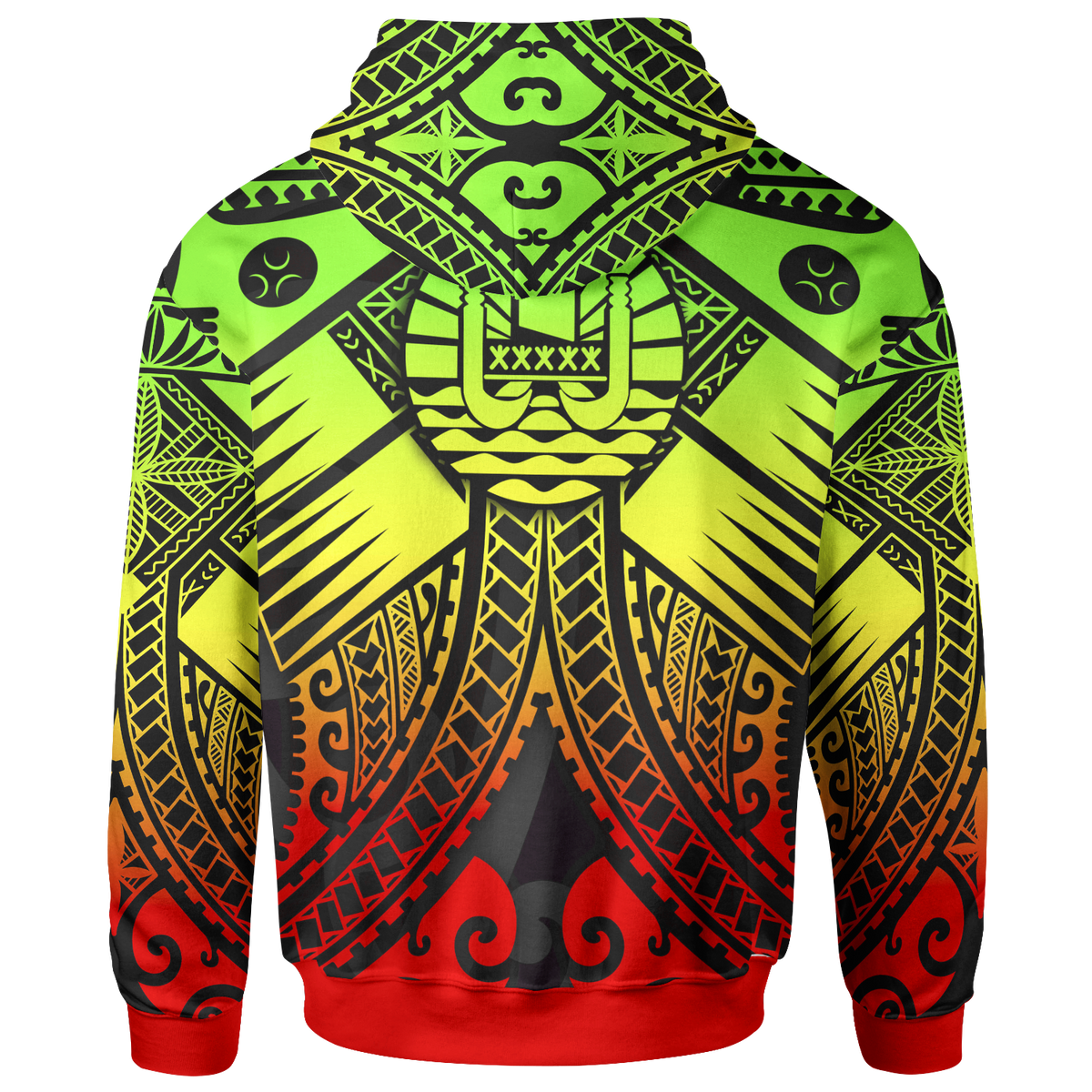 Tahiti Zip up Hoodie Reggae Seal with Polynesian Tattoo - Polynesian Pride