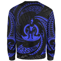 Vanuatu Polynesian Custom Personalised Sweater - Blue Tribal Wave - Polynesian Pride
