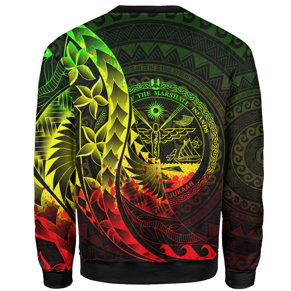 Marshall Islands Sweatshirt - Custom Personalised Polynesian Pattern Style Reggae Color - Polynesian Pride