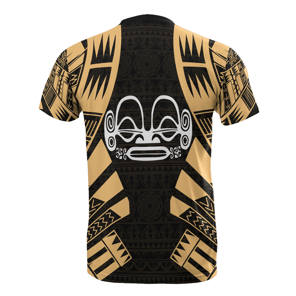 Marquesas Islands T Shirt Marquesas Islands Tiki Face Tattoo Gold Style - Polynesian Pride