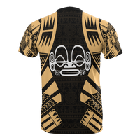Marquesas Islands T Shirt Marquesas Islands Tiki Face Tattoo Gold Style - Polynesian Pride