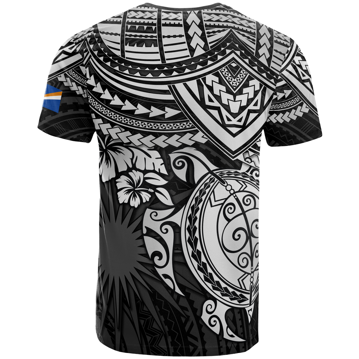 Marshall Islands Polynesian T Shirt Marshall Islands Flag White Turtle Hibiscus - Polynesian Pride